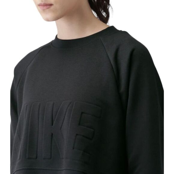 Nike Cropped Black Embossed Sweatshirt Split Hem Boxy Pullover S Pilatescore - Picture 4 of 11